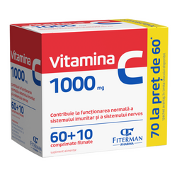 Vitamina C 1000 mg, 60 + 10 comprimate filmate, Fiterman