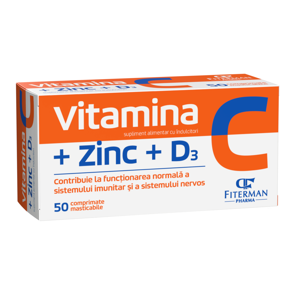 Vitamina C+Zn+D3, 50 comprimate masticabile, Fiterman