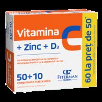Vitamina C+Zn+D3, 50 + 10 comprimate masticabile, Fiterman