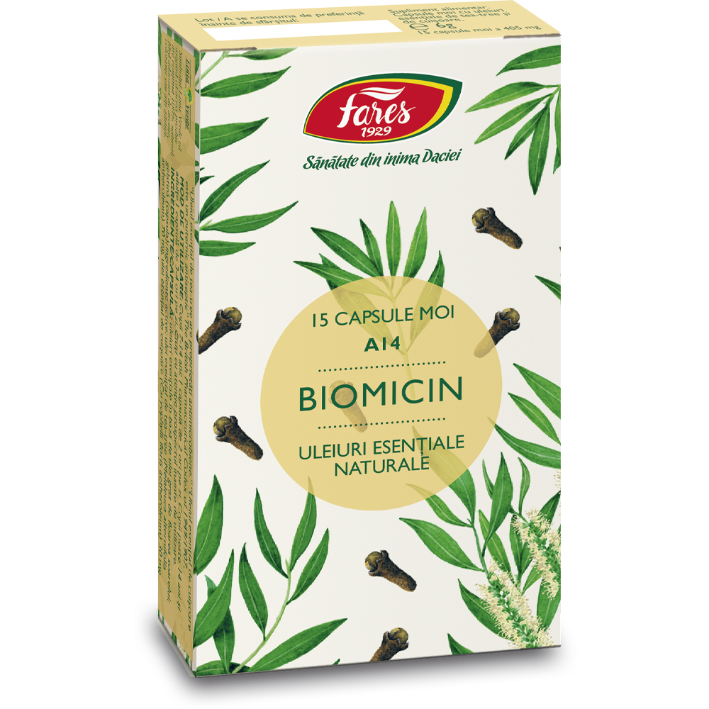 Biomicin antibiotic natural, A14, 15 capsule, Fares