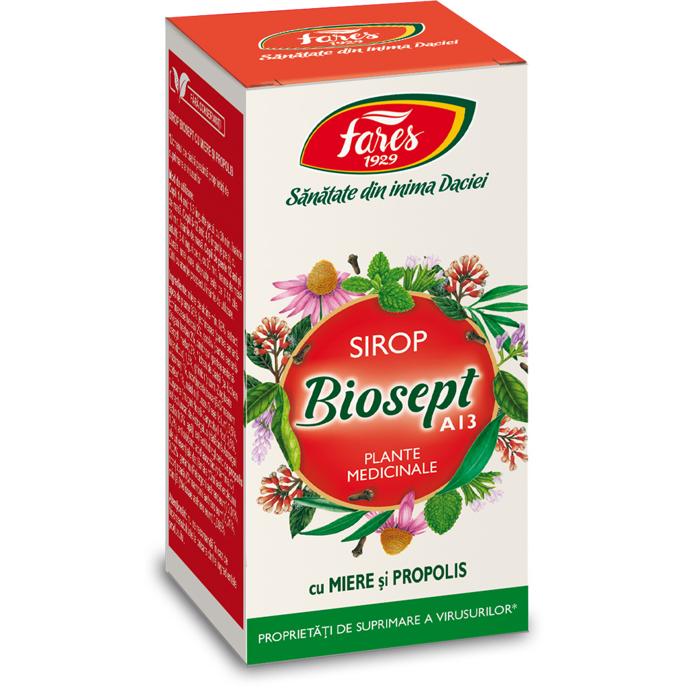 Biosept sirop miere si propolis, A13, 100 ml, Fares