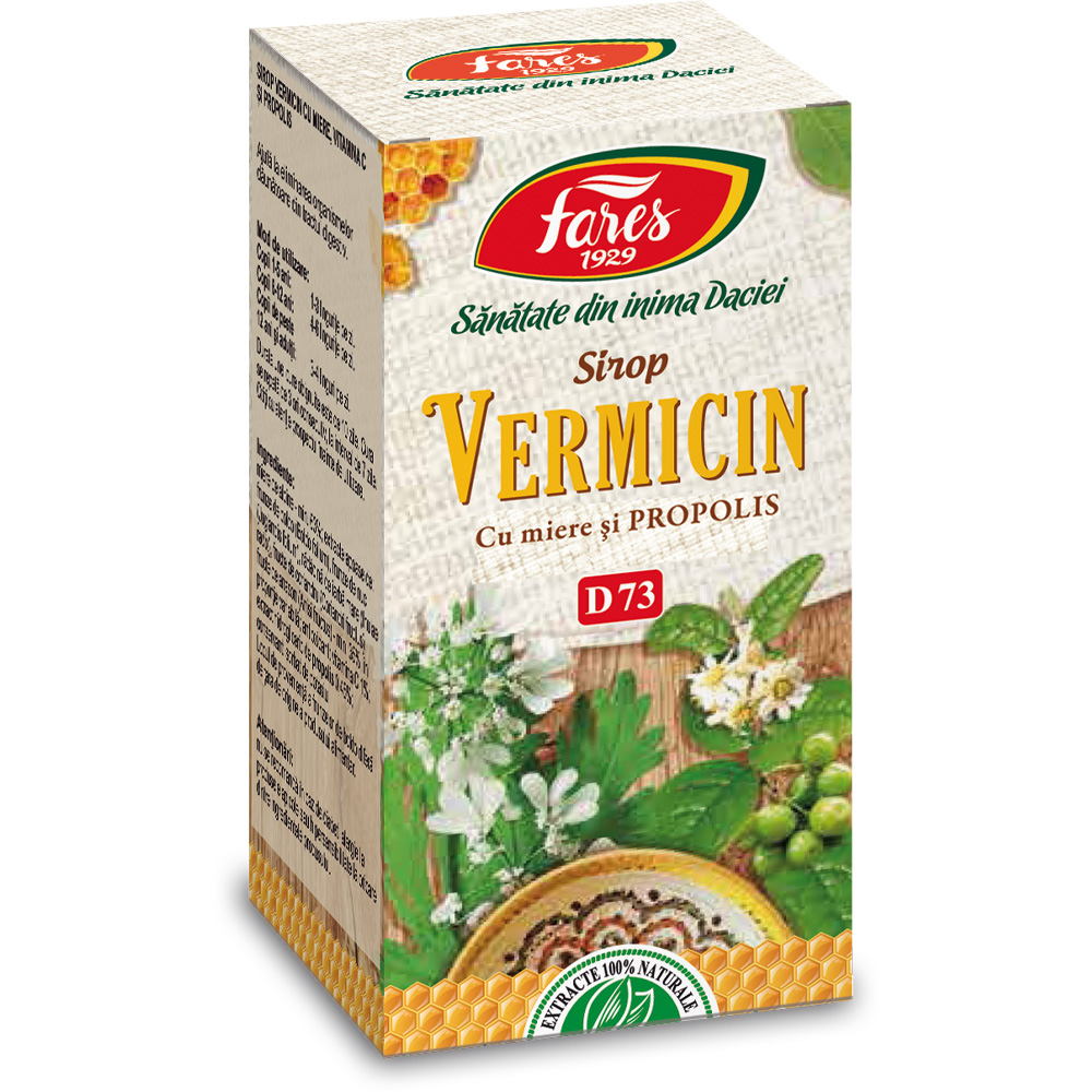 Sirop Vermicin cu miere si propolis, D73, 100 ml, Fares