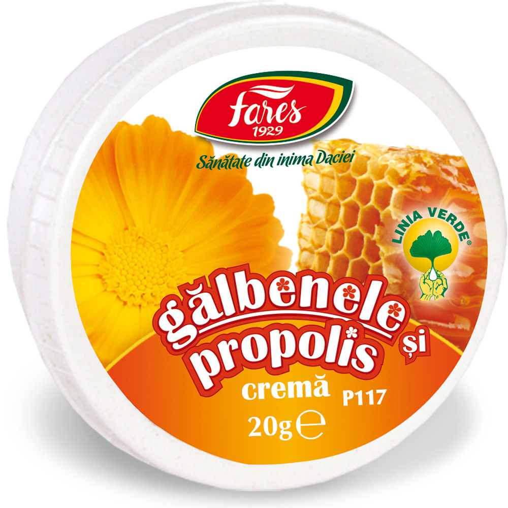 Crema de galbenele si propolis, P117, 20 g, Fares