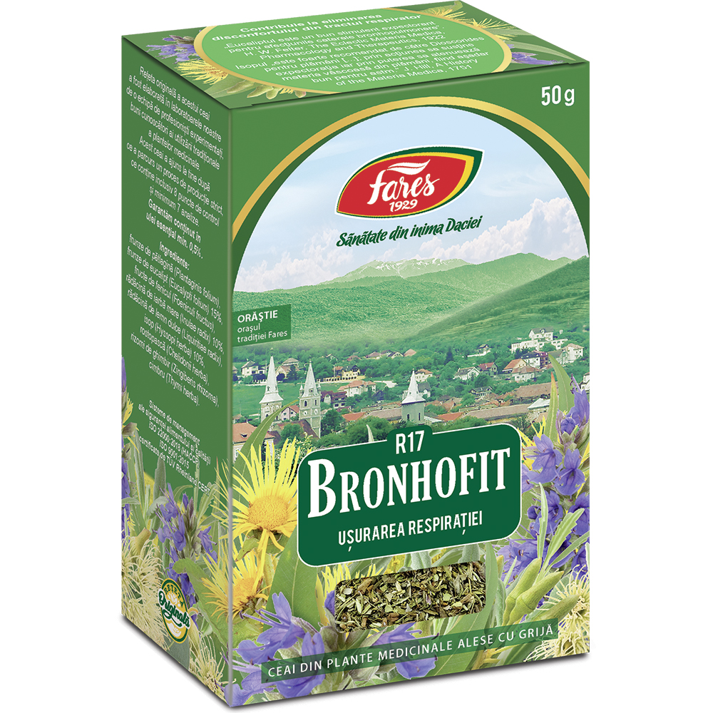 Ceai Bronhofit Usurarea respiratiei, R17, 50 g, Fares