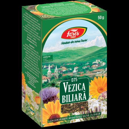 Prospect Ceai Vezica Biliara, D75, 50 g, Fares