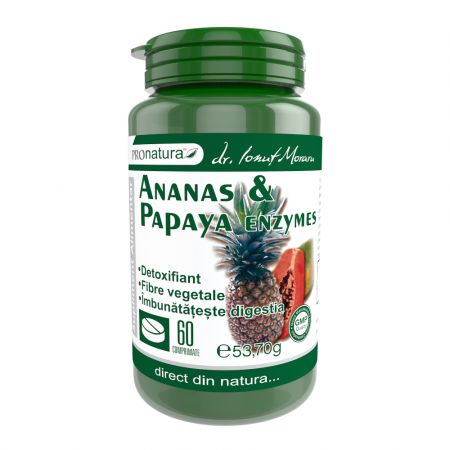 Ananas & Papaya enzime, 60 comprimate - Pro Natura