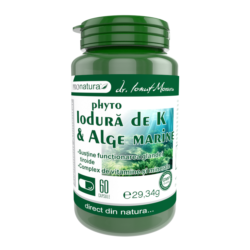 Iodura de potasiu (K) si alge marine Phyto, 60 capsule, Pro Natura