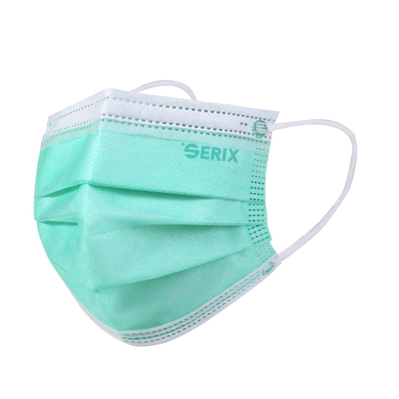 Masca medicala Tip IIR Verde 3 pliuri, 50 bucati, SERIX