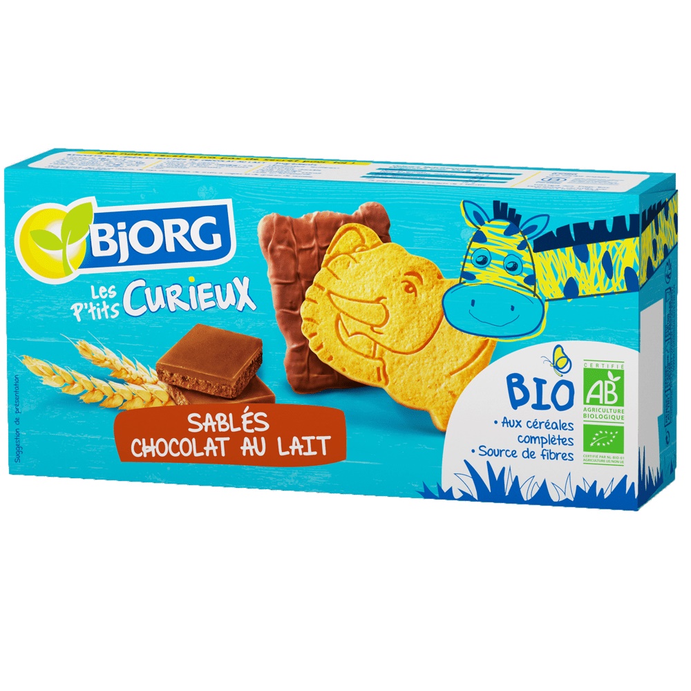 Biscuiti Bio cu lapte glazurati cu ciocolata 192 g, 192 g, Bjorg