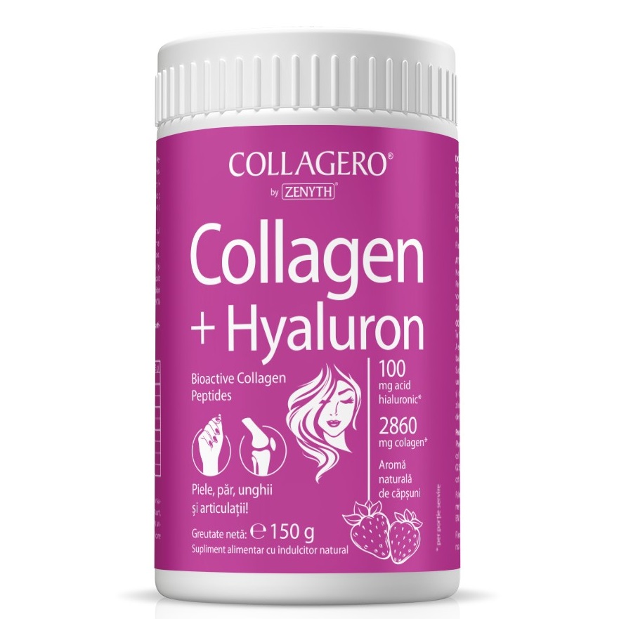 Collagen + Hyaluron cu aroma de capsuni, 150 g, Zenyth