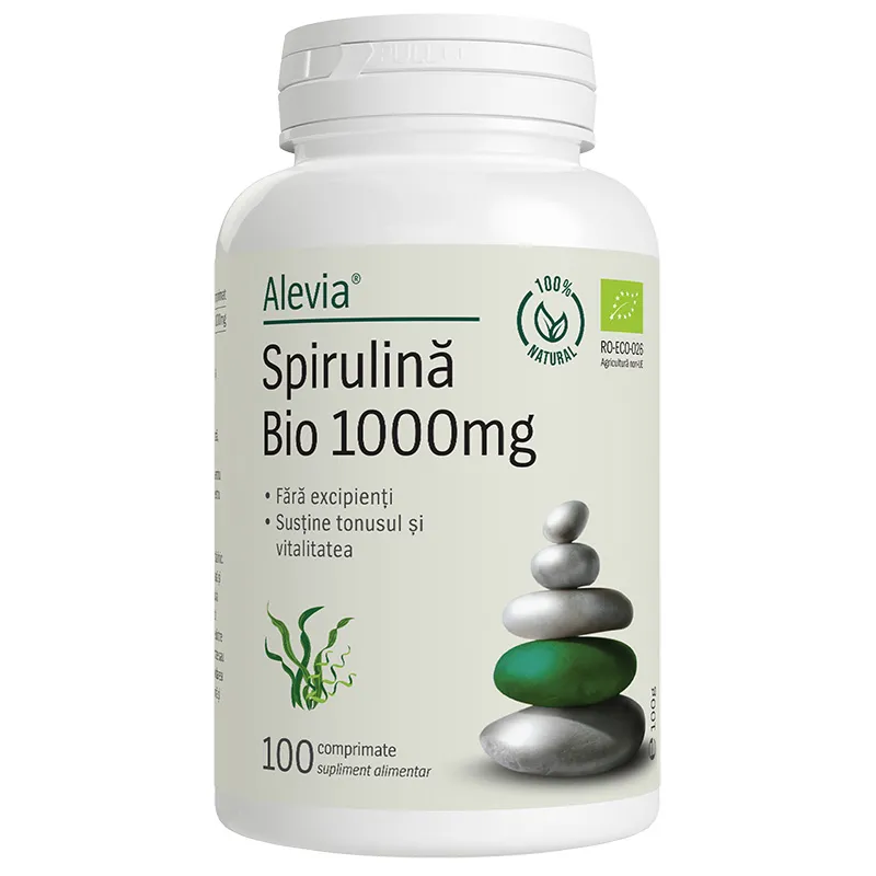 Spirulina Bio, 1000 mg, 100 comprimate, Alevia