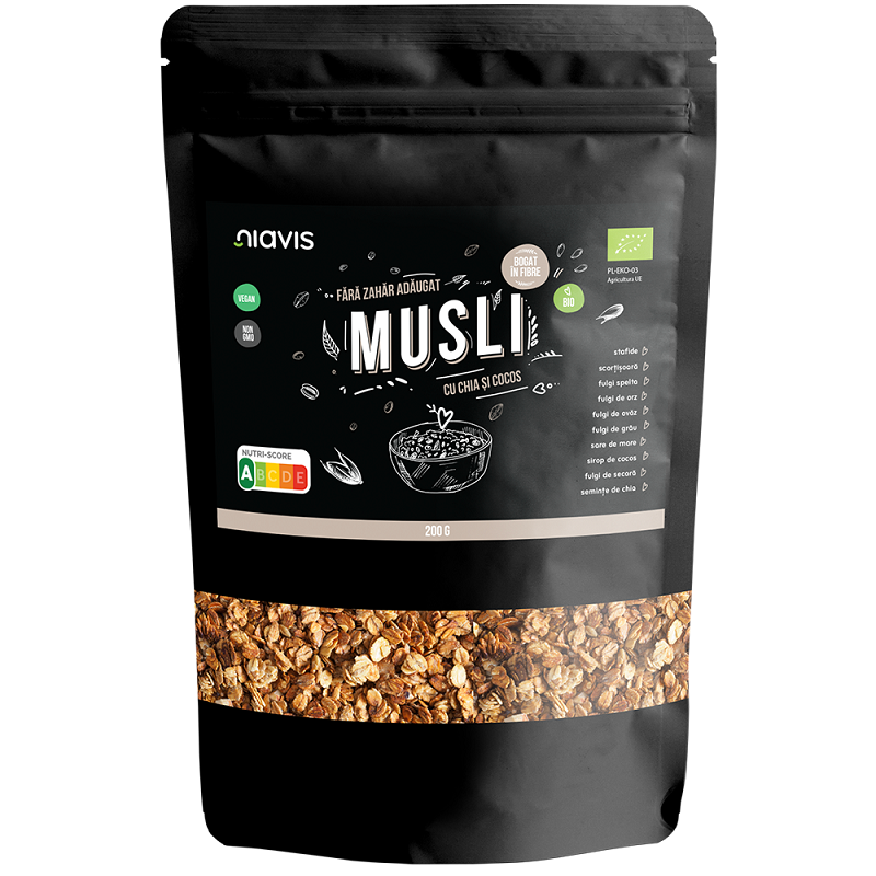 Musli Eco cu chia si cocos, 200 g, Niavis