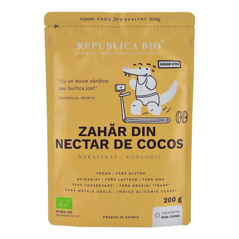 Zahar bio din nectar de cocos pur, 200 g, Republica Bio