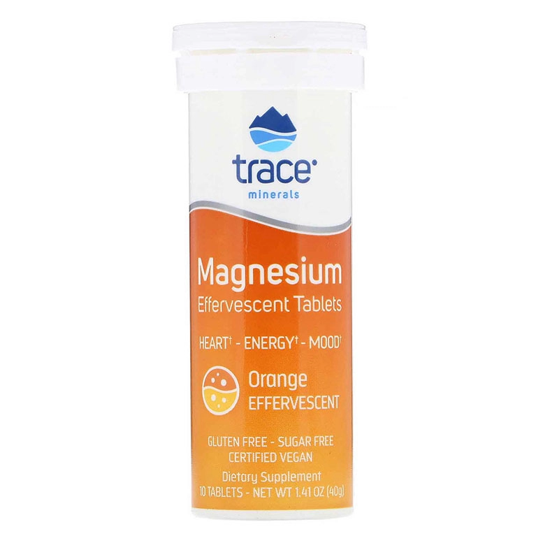 Magneziu efervescent cu aroma portocala, 10 tablete efervescente, Trace Minerals