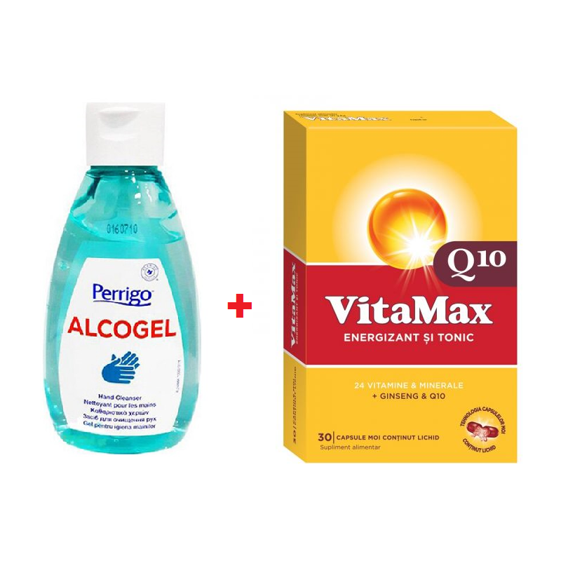 Pachet Vitamax Q10 30 capsule + Alcogel, 200 ml, Perrigo
