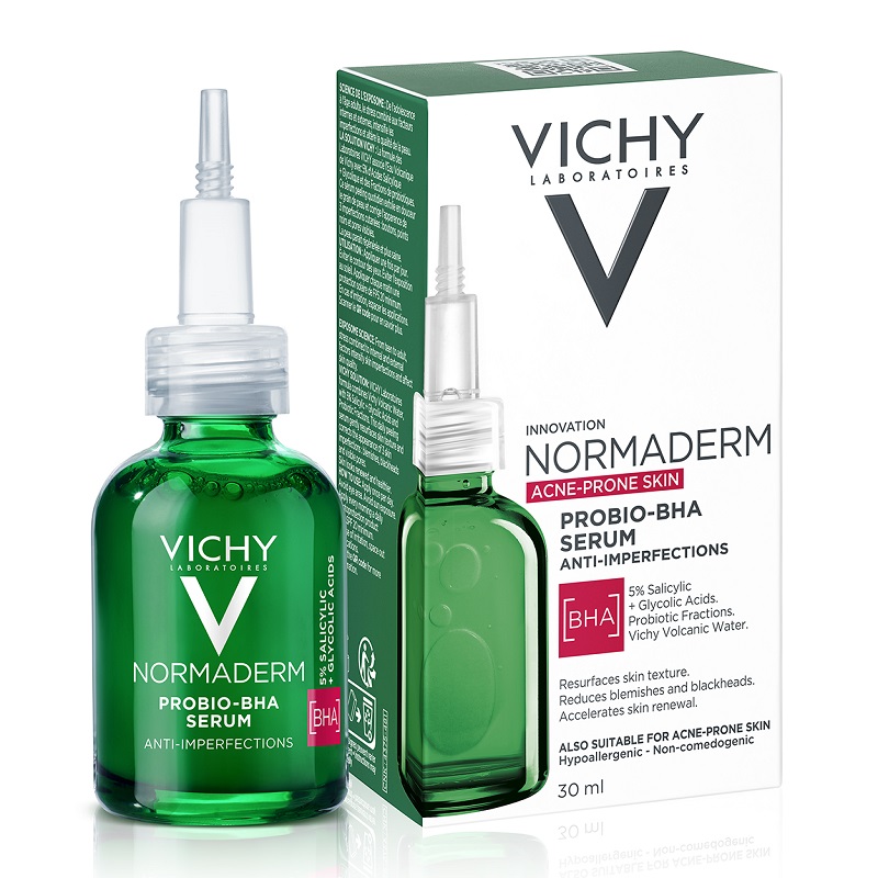 Ser pentru ten gras cu tendinta acneica si imperfectiuni Probio-BHA Normaderm, 30 ml, Vichy
