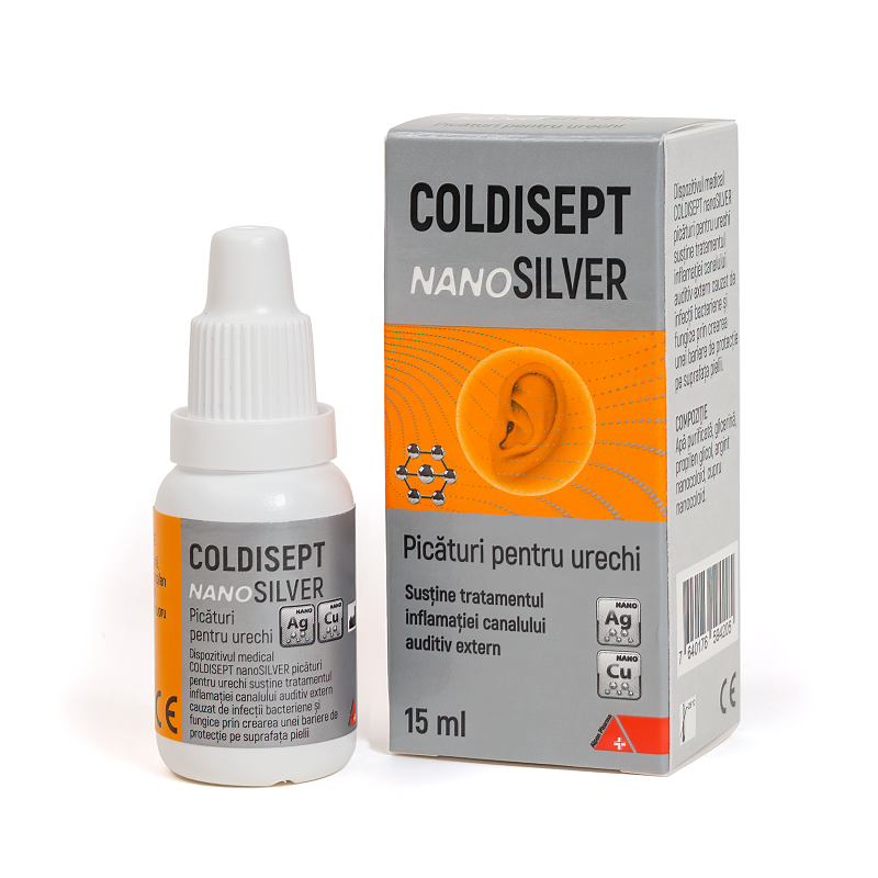 Picaturi pentru urechi Coldisept NanoSilver, 15 ml, Arkona
