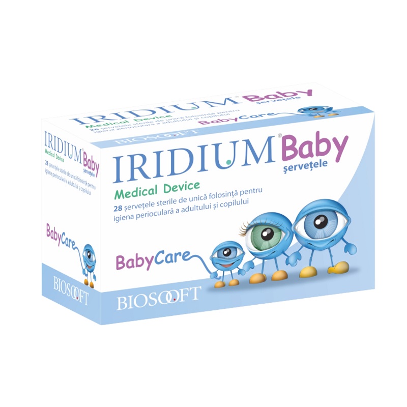 Servetele oculare Iridium Baby, 28 bucati, Biosooft