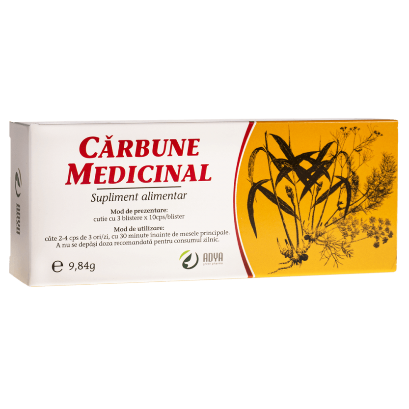 Carbune medicinal, 30 capsule, Adya