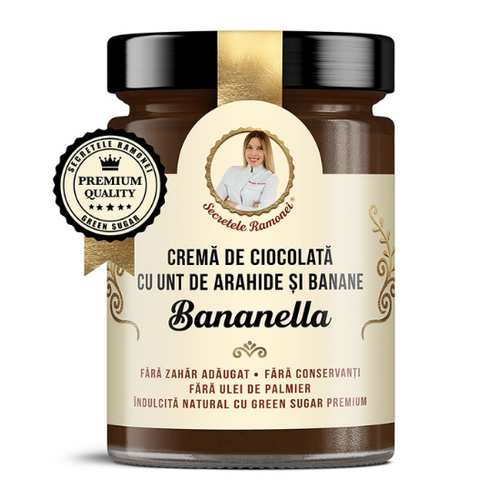 Crema de ciocolata cu arahide si banane Bananella Secretele Ramonei, 350 g, Laboratoarele Remedia