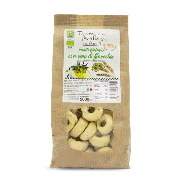 Taralli Eco cu seminte de chimen dulce, 200 g, Tentazioni Pugliesi