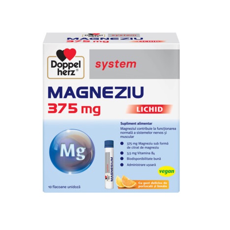 Magneziu, 375 mg, 10 flacoane unidoza, Doppelherz