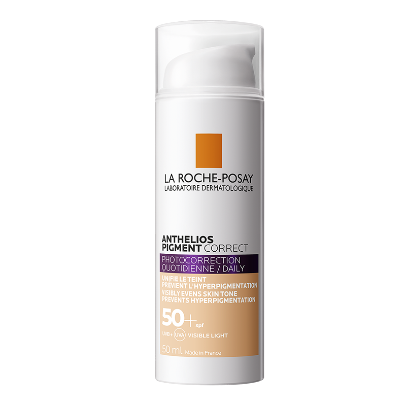 Crema protectie solara SPF 50+ cu pigment de culoare pentru fata Anthelios Pigment Correct, 50 ml, La Roche-Posay