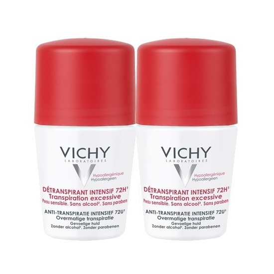 Pachet Deodorant roll-on tratament intensiv anti-transpirant 72h, 50 ml + 50 ml, Vichy