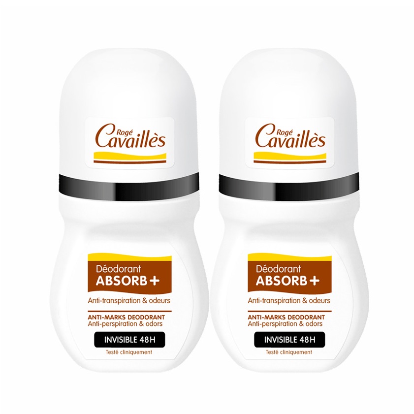 Pachet Deodorant roll-on invizibil ABSORB+, 50 + 50 ml, Roge Cavailles