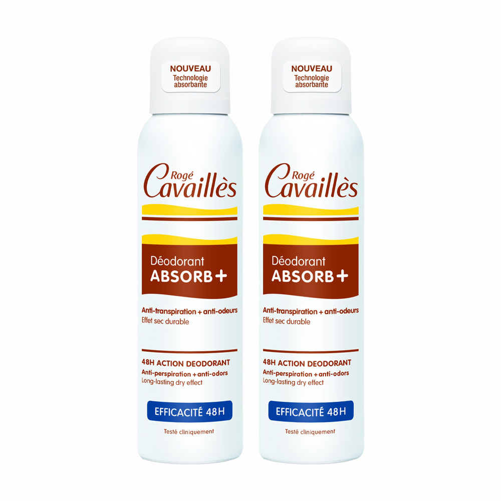 Pachet deodorant spray reglator ABSORB+, 150 + 150 ml, Roge Cavailles