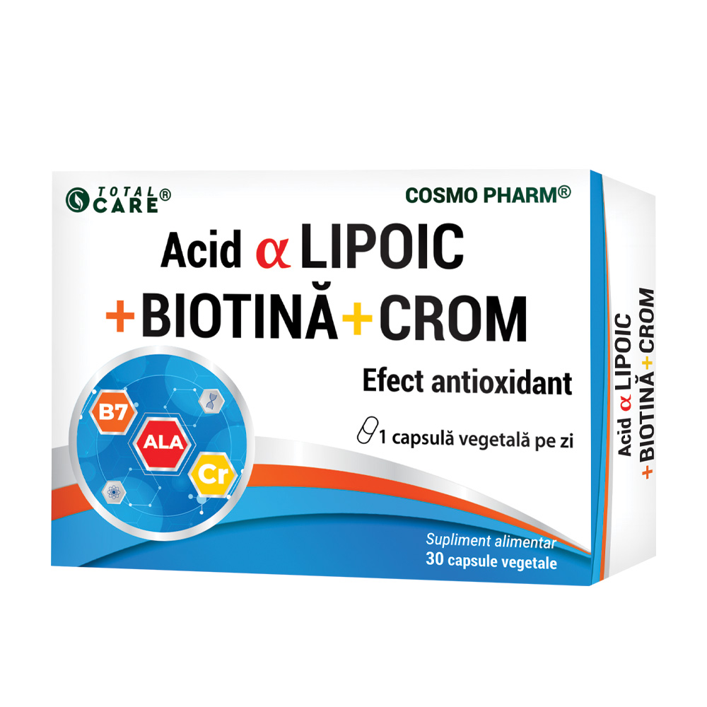Acid Alfa Lipoic cu Biotina si Crom, 30 capsule, Cosmopharm