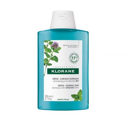 Sampon detoxifiant cu extract de menta acvatica pentru par expus la poluare, 200 ml, Klorane