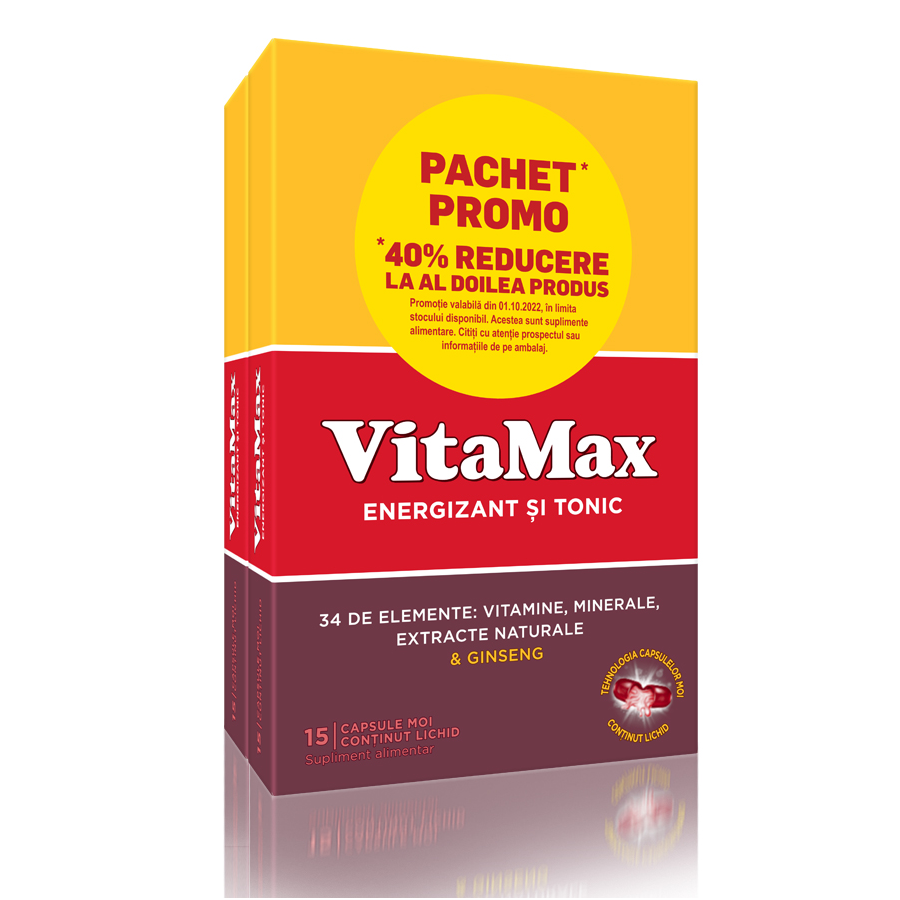 Pachet Vitamax, 15 capsule moi + 15 capsule moi, Perrigo