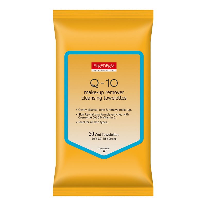 Servetele demachiante revitalizante cu vitamina E si Q10 Purederm, 30 bucati, Adwin Korea Corp