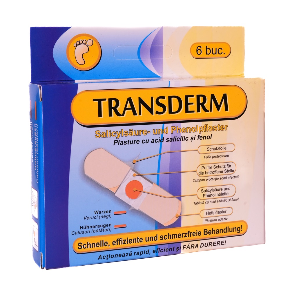 Transderm plasture cu acid salicilic, 6 bucati, Cbf Optim Trading