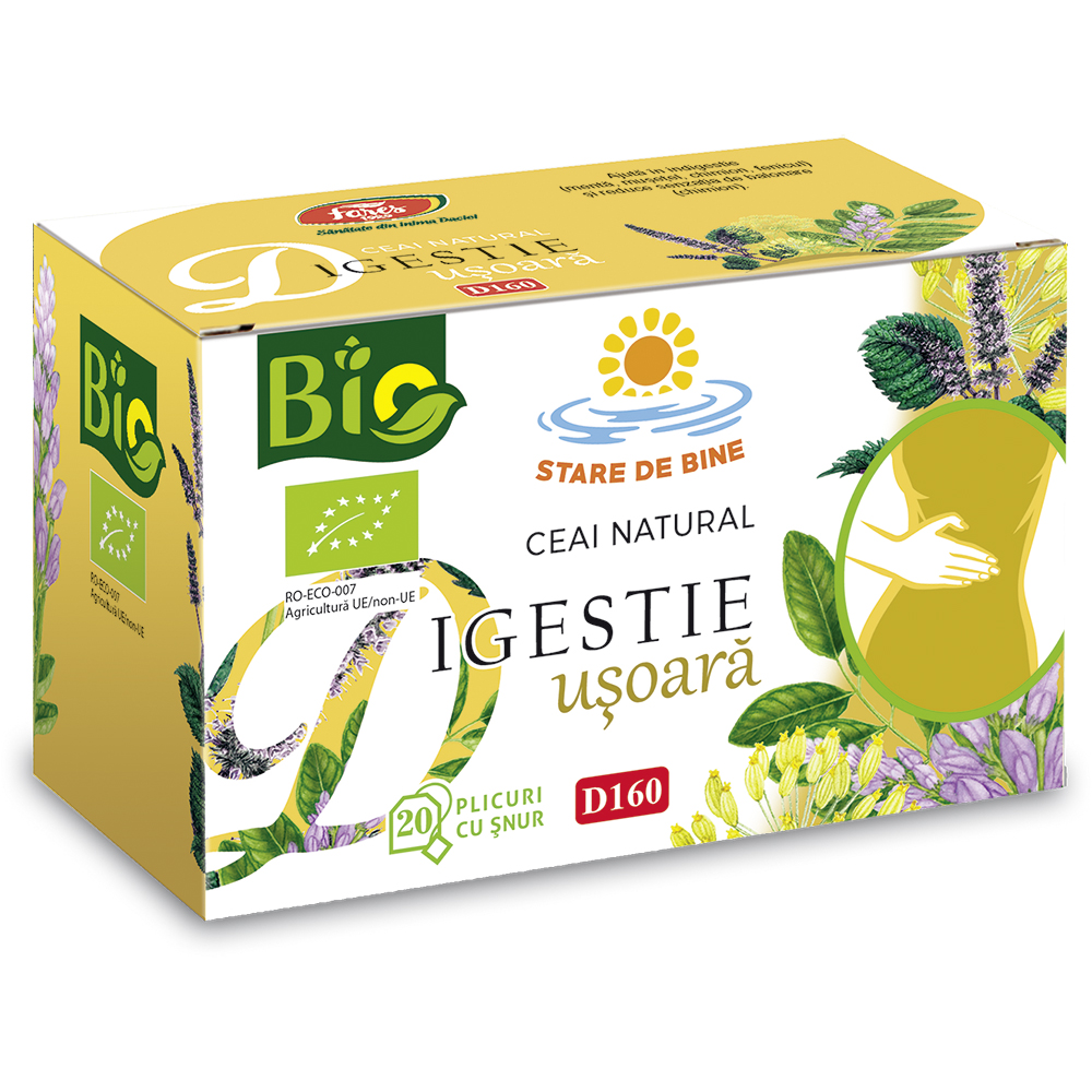 Ceai Bio Digestie Usoara D160, 20 plicuri, Fares