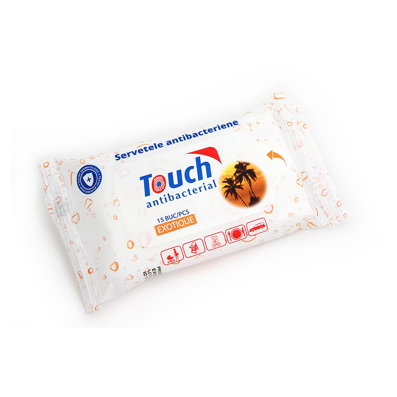 Servetele umede antibacteriene Exotique, 15 bucati, Touch