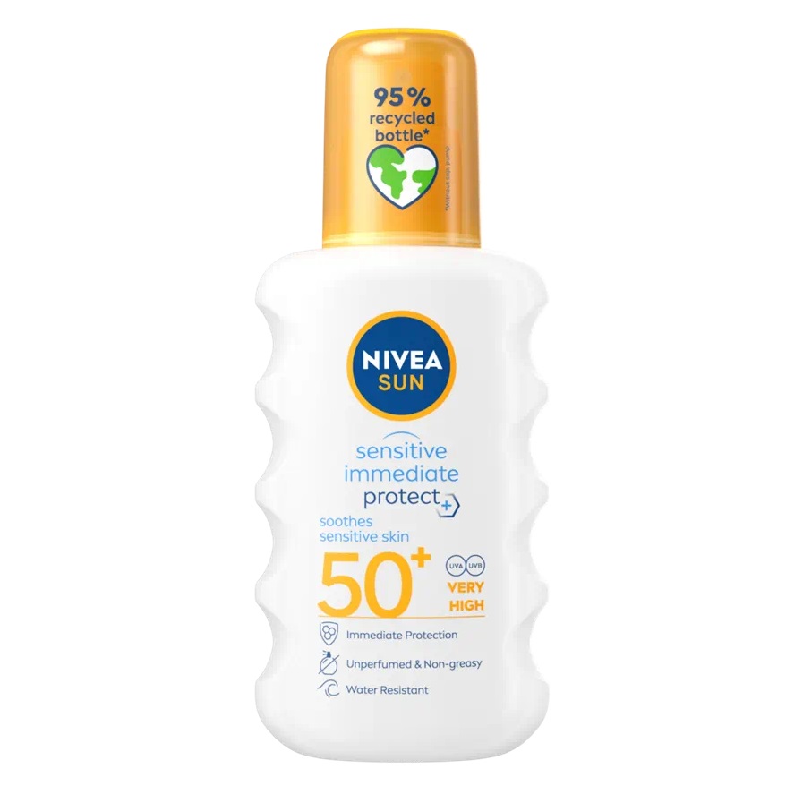 Spray pentru protectie solara SPF 50+ Sensitive Protect, 200 ml, Nivea Sun
