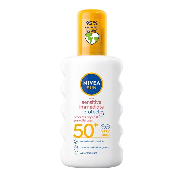 Spray pentru protectie solara SPF 50+ Allergy Sensitive Protect, 200 ml, Nivea Sun