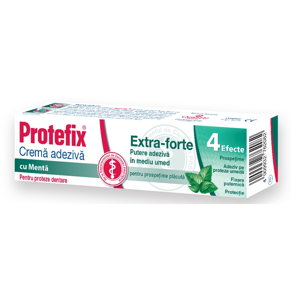 Crema adeziva pentru fixarea protezei dentara cu menta Extra-Forte, 47 g, Protefix