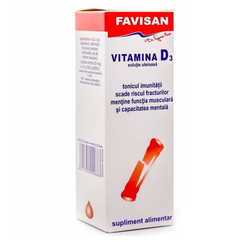 Vitamina D3 solutie uleioasa, 10 ml, Favisan