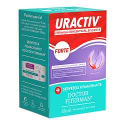 Pachet Uractiv Forte, 10 capsule + Servetele demachiante Ideal, 20 buc, Fiterman Pharma