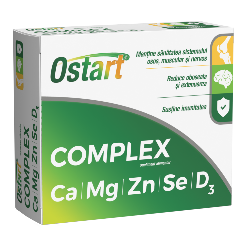Ostart Complex Ca + Mg + Zn + Se + D3, 30 comprimate, Fiterman