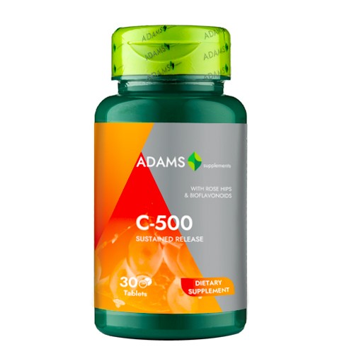 Vitamina C-500 cu macese, 30 tablete, Adams Vision