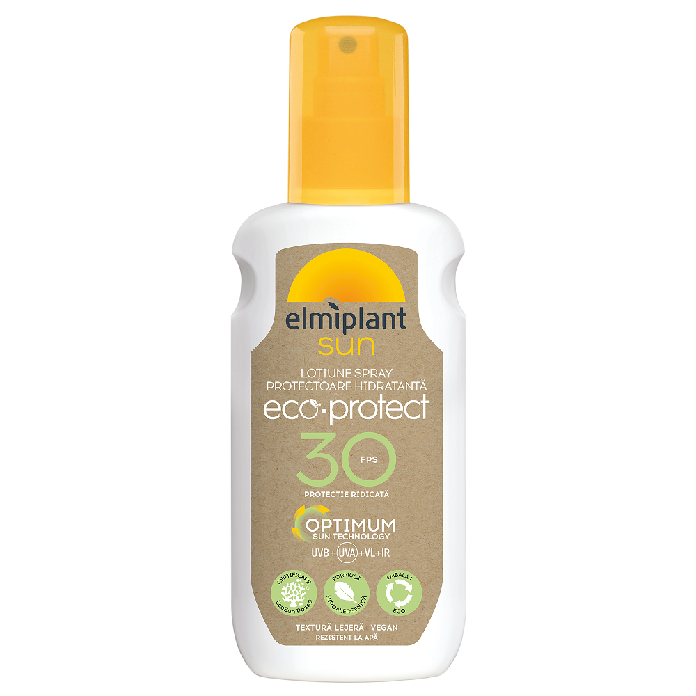 Lotiune spray pentru protectie solara cu SPF 30 Optimum Sun, 150 ml, Elmiplant