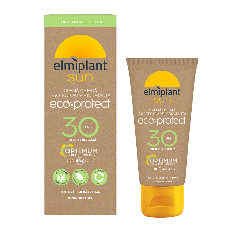 Crema de fata pentru protectie solara cu SPF 30 Eco Protect, 50 ml, Elmiplant