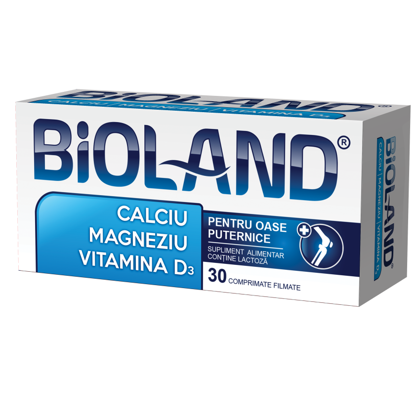 Calciu Magneziu cu Vitamina D3 Bioland, 30 comprimate, Biofarm