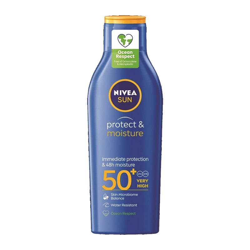 Lotiune hidratanta cu SPF50+ Protect & Moisture, 200 ml, Nivea Sun
