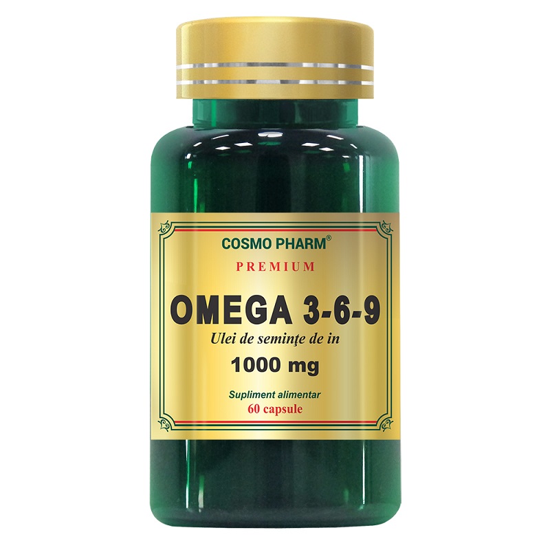 Premium Omega 3-6-9 1000mg Ulei seminte de In, 60 capsule, Cosmopharm