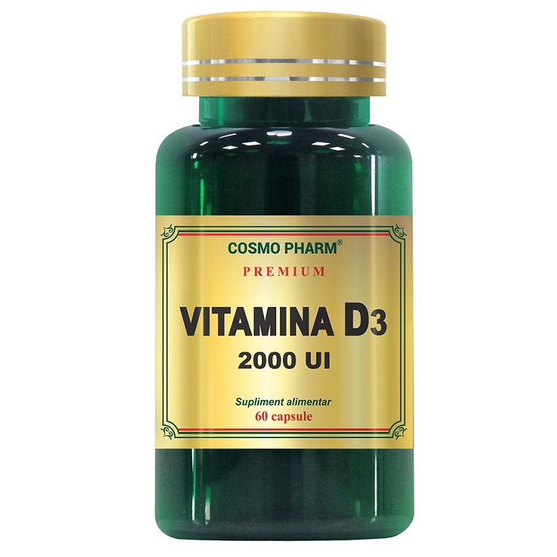 Premium Vitamina D3 2000 UI, 60 capsule, Cosmopharm